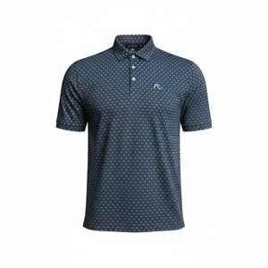 Rhoback Mens XXL Performance Golf Polo Shirt Navy Blue Crown Print Stretch XXL